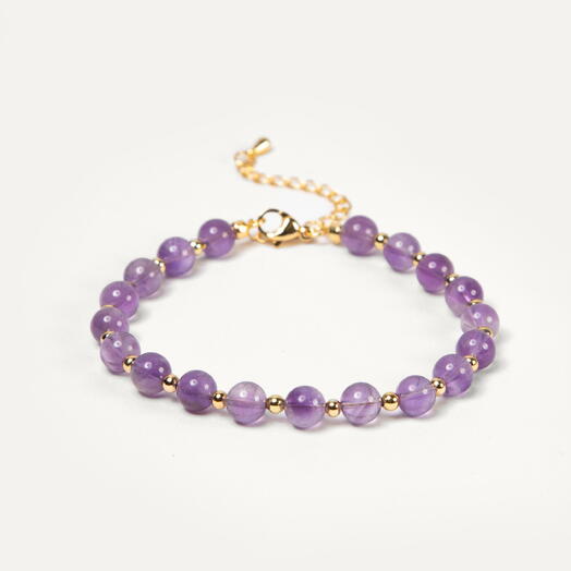 Браслет Самшит Аметист 14K 19 см (BRA1146)