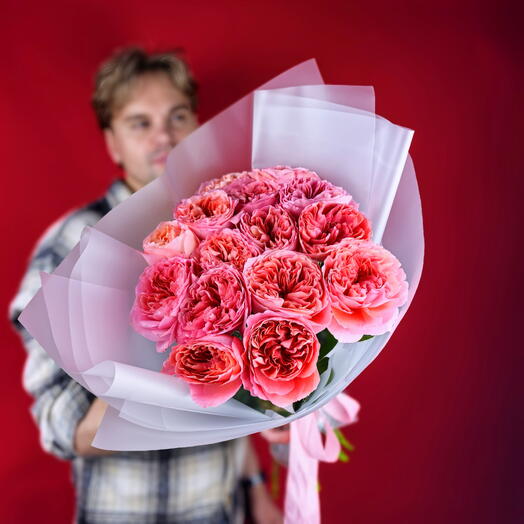 Букет Пионовидная Роза Pink Expression, 15 шт