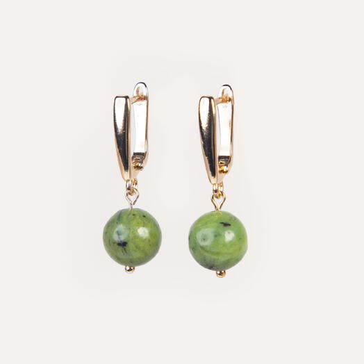 Серьги Мята Нефрит 14K (EAR1141)