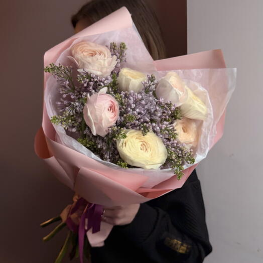 Дуо сирень/лютики (ранункулюс/сирень)