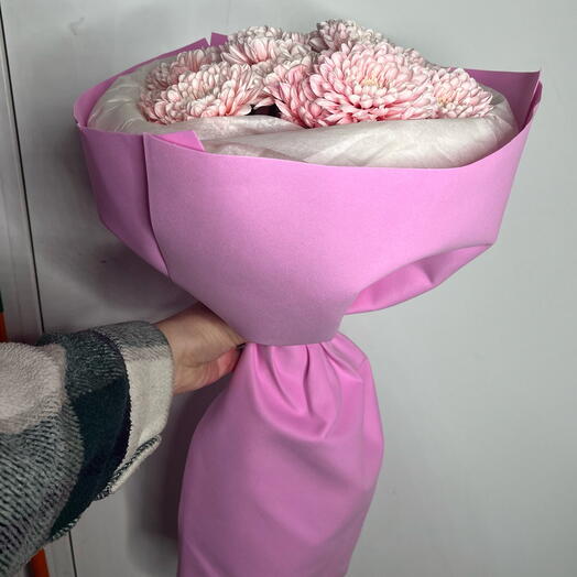 Моно из 3 розовых хризантем кустовых