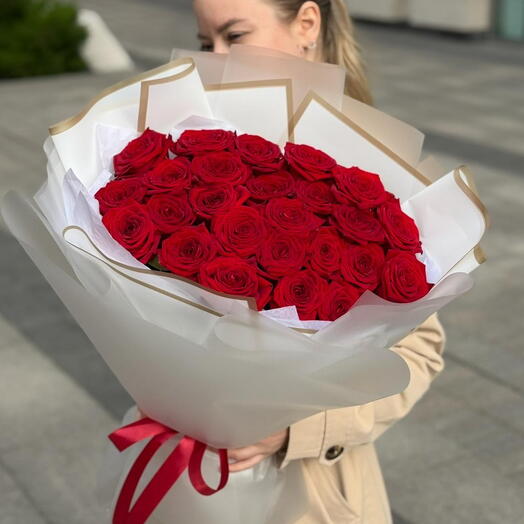 25 роз эквадор 60 см