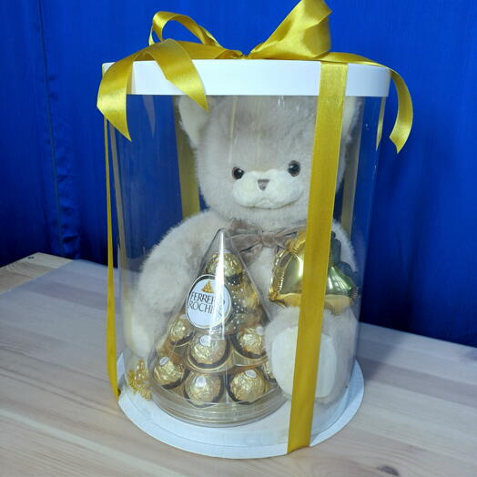 Большой кот с конфетами Ferrero Rocher, для девушки, для девочки