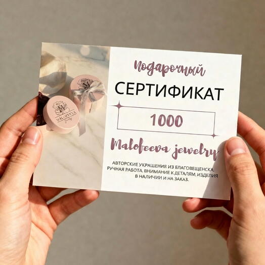Сертификат на украшения ручной работы на 1000р
