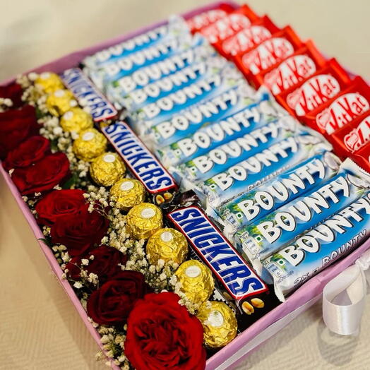 Flowers with sets of chocolate