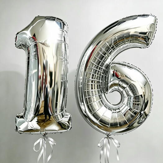 Цифры 16 серебро