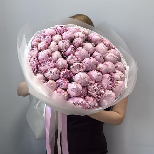 Букет 51 пион розовый для любимой девушки 💕