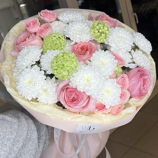 Авторский букет с пионовидными розами Pink Expression