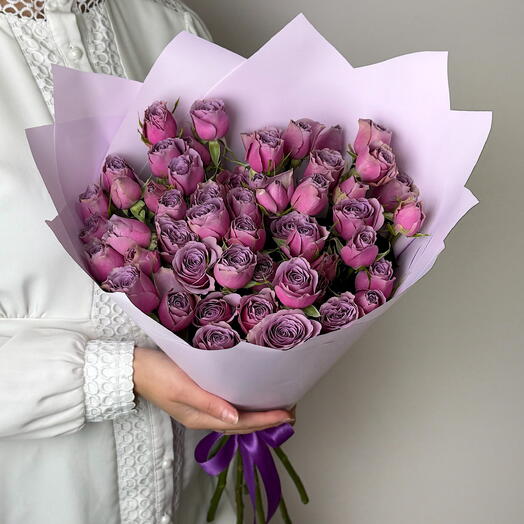 Букет из Фиолетовых Кустовых Роз 9 шт