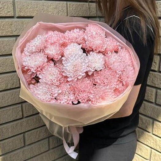 Букет из 7 розовых кустовых хризантем