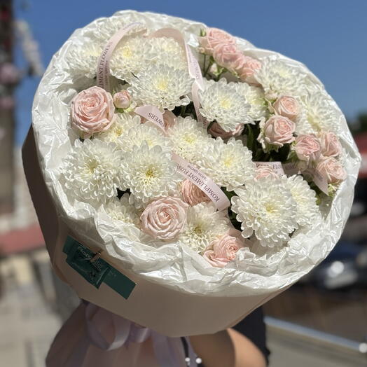 Нежный букет,хризантема и кустовая Роза! По супер цене 🌸