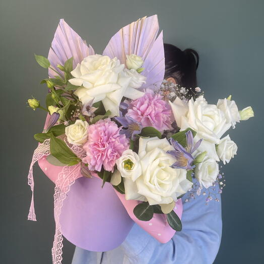 💜🌸 Красивая коробочка с вывернутыми розами. Композиция из цветов. 💗