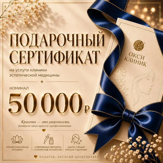 Сертификат на 50 000 рублей в клинику эстетической косметологии