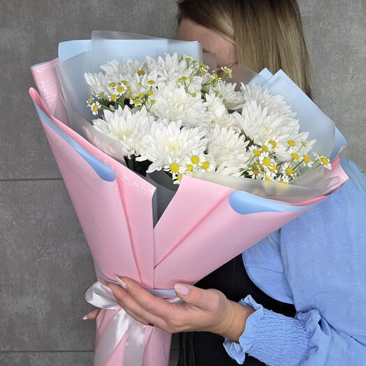 Букет комплимент из хризантем и ромашек🌼