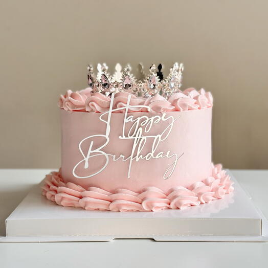 Эффектный торт «Happy birthday» с короной и топпером 1 кг