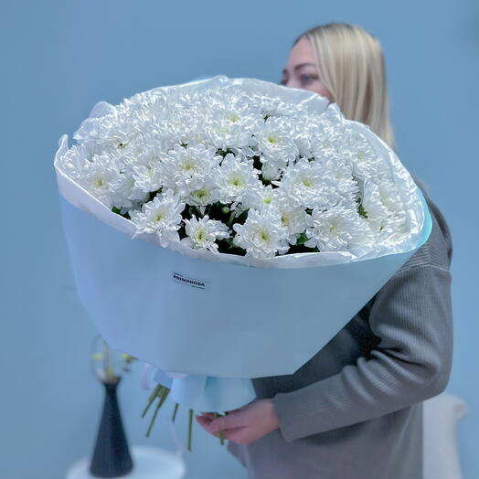 Букет из 15 веточек белой хризантемы Балтика «Белое облако»💐 25441