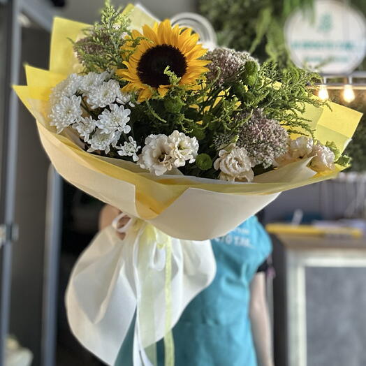 Осенний букет с подсолнухом💛