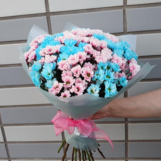 Дофаминовый букет ( розовые и голубые сантини )