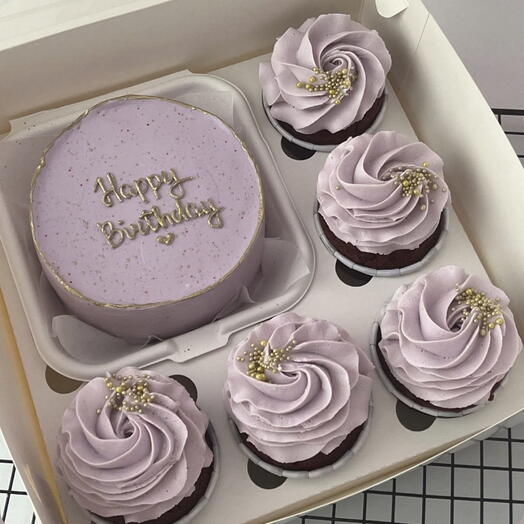 Бенто торт с капкейками Happy birthday 
женщине, жене, маме , сестре, в офис коллеге на день рождения, корпоратив