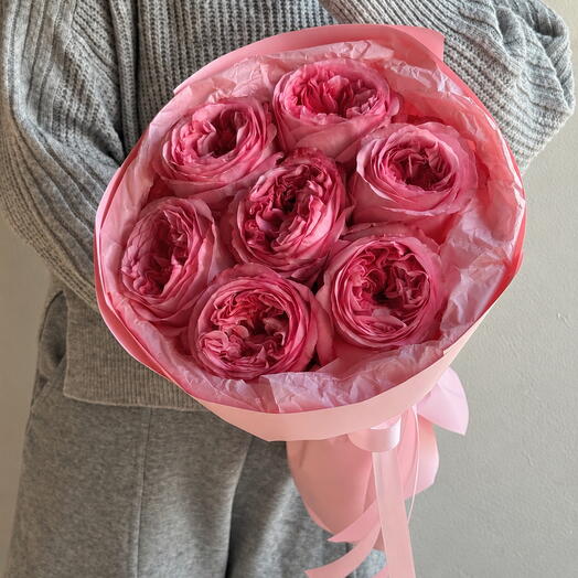 7 пионовидных розочек Pink Xpression