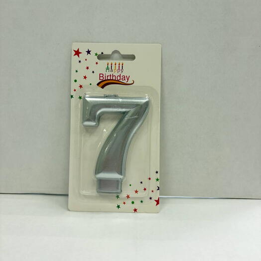 Свеча для торта Цифра "7" (серебро)