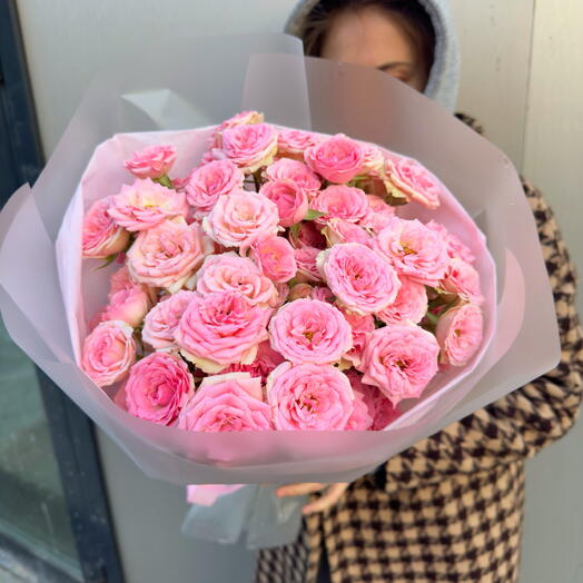 Кустовые Пионовидные 💖розовые Розы  15 шт премиум