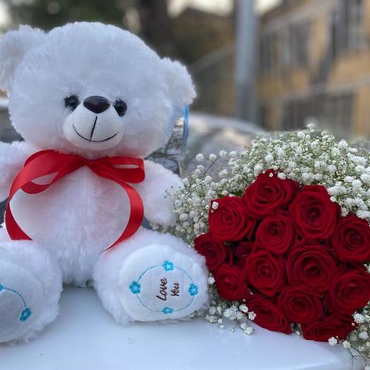 Ramo con oso de peluche "amor"