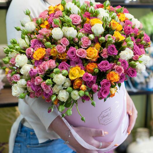 A box of flowers In the light