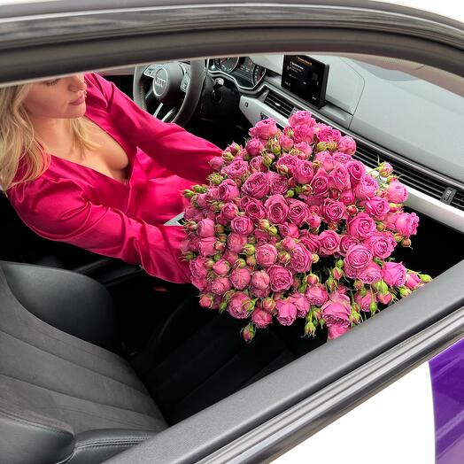 A large bouquet of peony-shaped roses