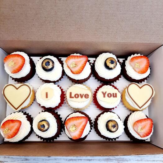 Set of 15 mini cupcakes "I love you"