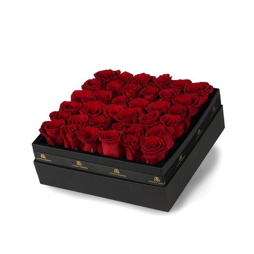 Fresh Roses in a Square Box
