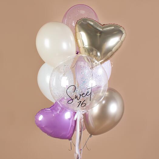 Связка шаров с грузиком "Sparkle" | 9 шаров