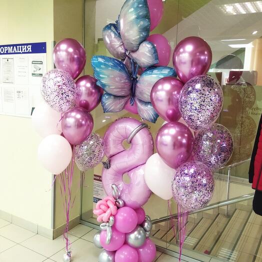 A set of balls with butterflies