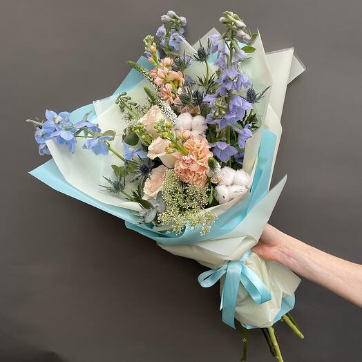 Blue Flowers Mix with Roses