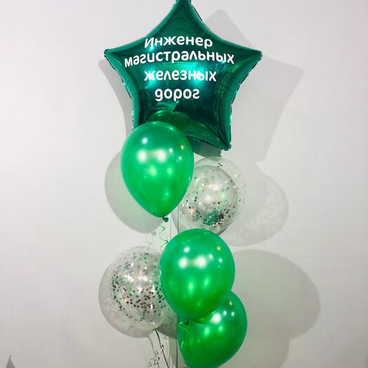 Green balloons with individual inscription 6 pcs