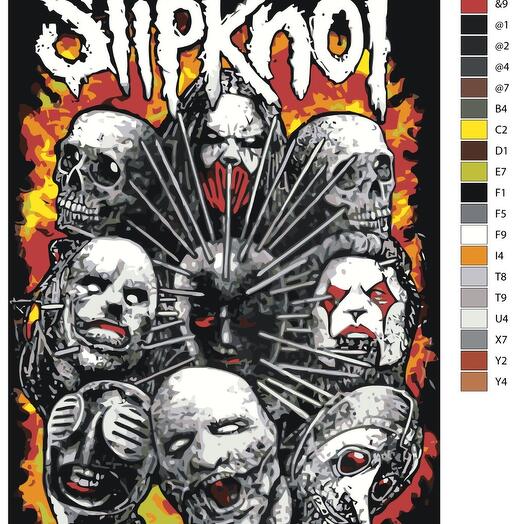 Картина по номерам X-783 "Рок-группа Slipknot" 50х70