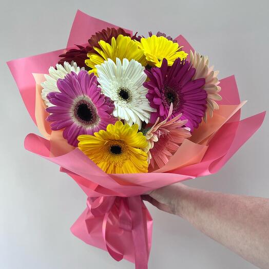 Разноцветные Герберы 15шт