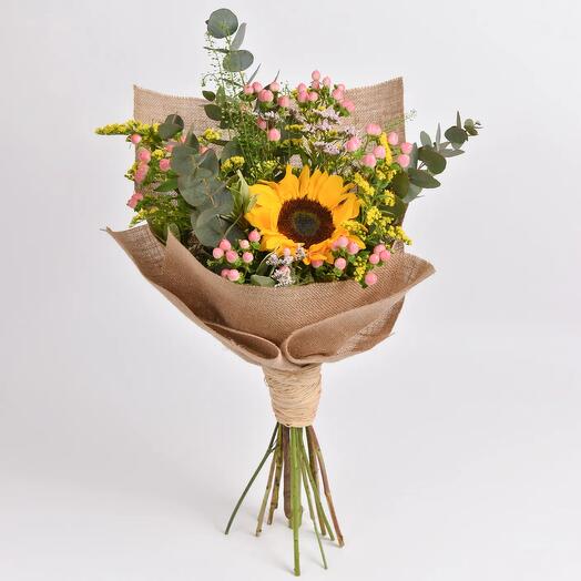 Ravishing Sunflower and Hypericum Bouquet