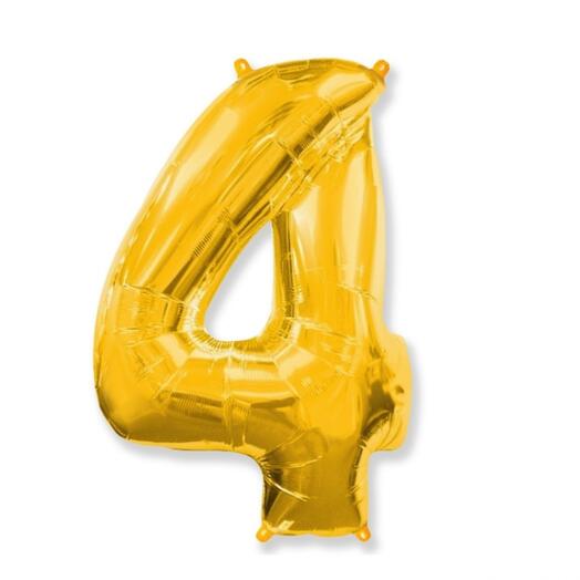 Шар-цифра "4" гелиевый, цвет золото