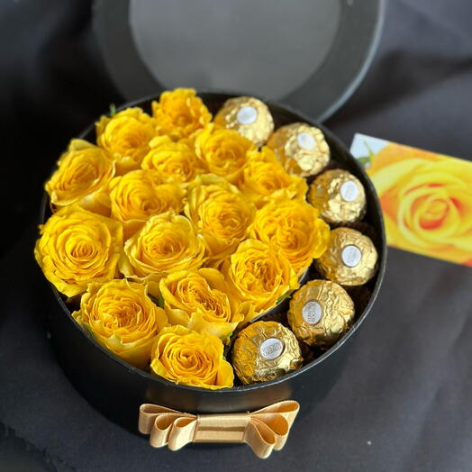Yellow roses and delicious Ferrero Rocher
