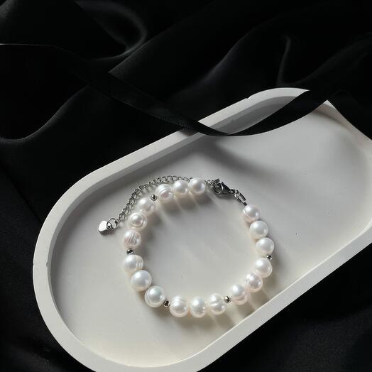Pulsera de perlas de río natural