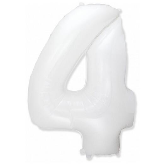 Шар-цифра "4" гелиевый, цвет белый