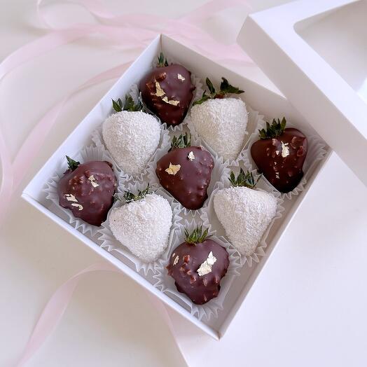 Chocolate-covered strawberries by Raffaello and Ferrero