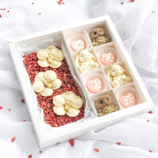 Набор конфеты+плитка шоколада «Нежные мгновения»,подарочный набор для мамы,любимой девушки и подруги