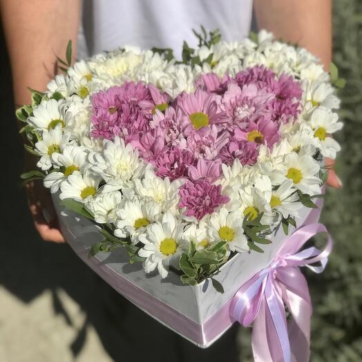 Цветы в коробке сердце «Сердце мое»