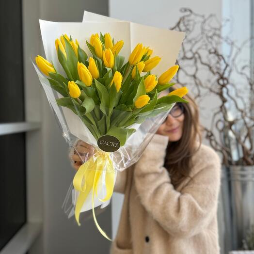 Моно букет из тюльпанов YELLOW (21шт)