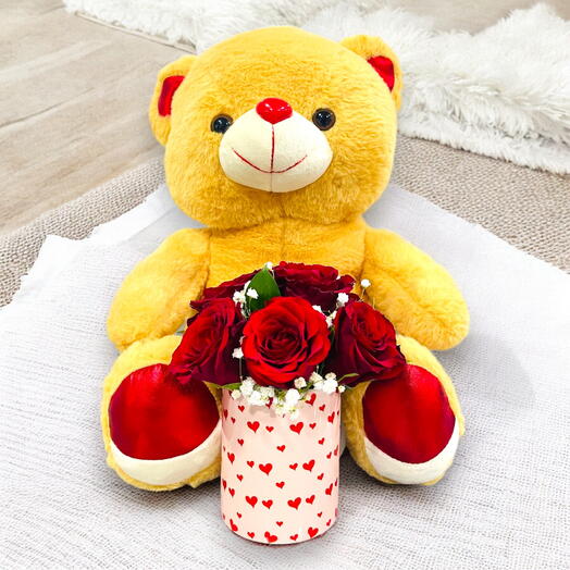 50 cm Teddy, Roses in Mug Best gift on Valentine s Day