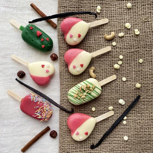 Чизкейки на палочке «3 эскимо и 4 сердечка» на 8 марта