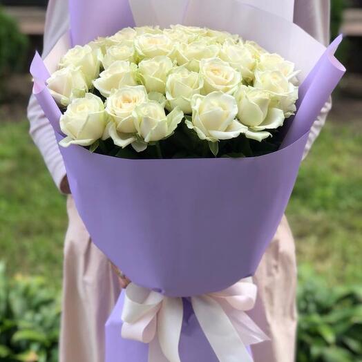 Bouquet of 25 White Roses