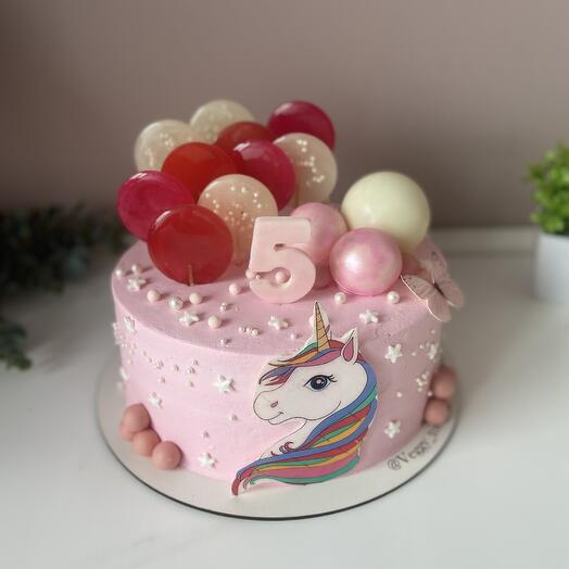 Pastel de 2 kg de Unicornio con piruletas